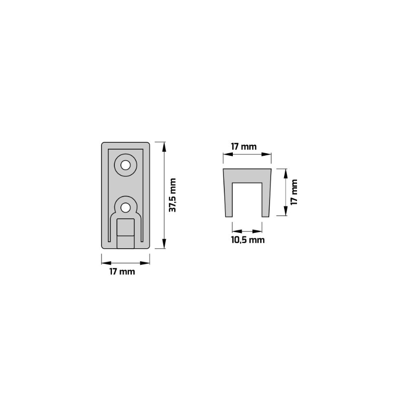 Drążek do szafy podświetlany SLIM Czarny ROZETA (2szt.)