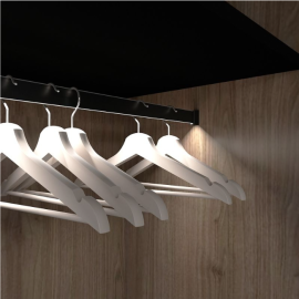 Drążek do szafy podświetlany SLIM Czarny + klosz mleczny 2m