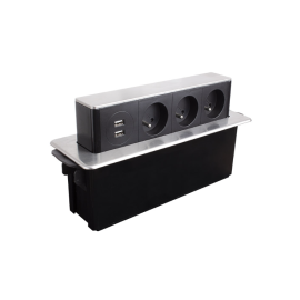 GNIAZDO BLATU HOP BOX    3xFR + 2xUSB stal drapana