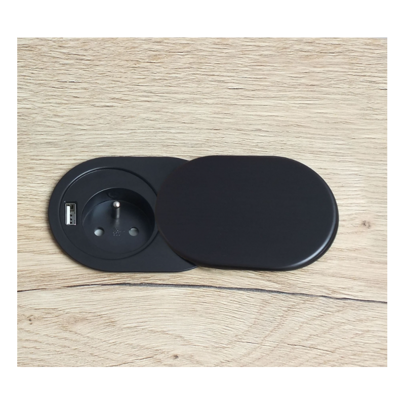 GNIAZDO BLATU SLIDE BOX          CZARNE  1FR+1USB A+ 1USB C