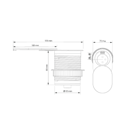 GNIAZDO BLATU SLIDE BOX          CZARNE  1FR+1USB A+ 1USB C