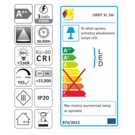 LED OPRAWA ORBIT XL czarny    3W NEUTRALNY HL