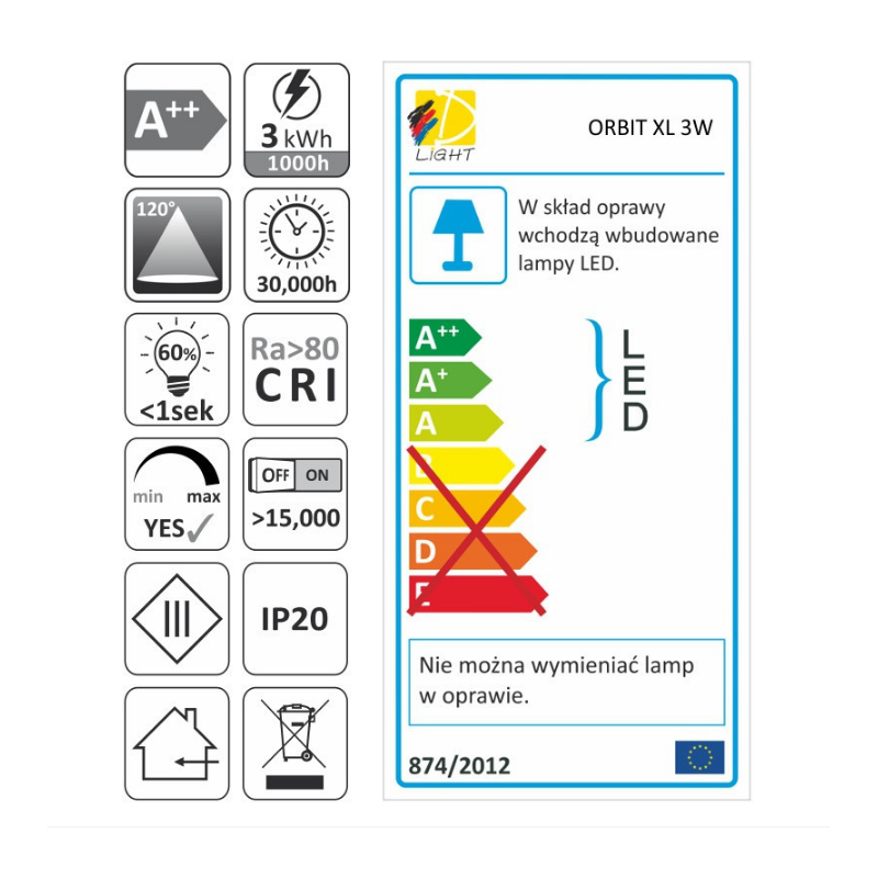 LED OPRAWA ORBIT XL czarny    3W NEUTRALNY HL