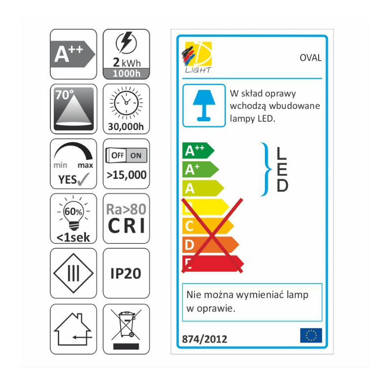 LED OPRAWA OVAL+DYST.2W CZARNY B.NEUT. HL