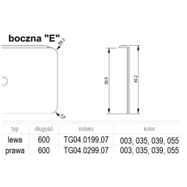 LISTWA BLATU EGGER 38 I prawa     ALUM