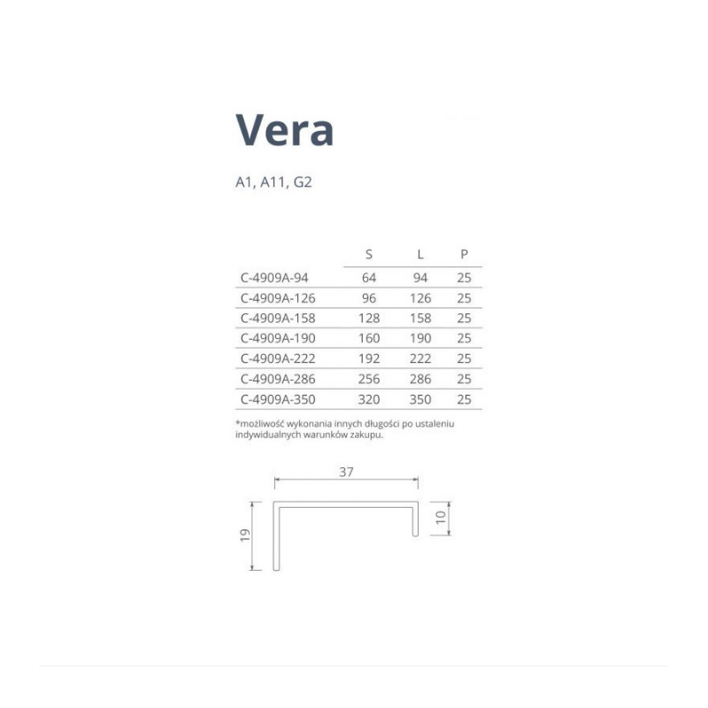 UCHWYT NOMET  C-4909A P61 CZARNY MAT L- 94