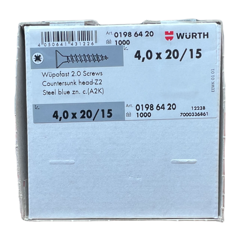 WKRĘT WURTH BIAŁY OCYNK  4,0X20  op.1000