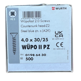 WKRĘT WURTH BIAŁY OCYNK  4,0X30  op.500