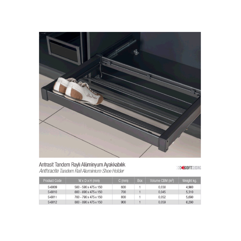 STARAX Półka na buty 70 antracyt S-6719-A