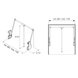 STARAX Pantograf - WIESZAK DO WYSOKIEJ ZABUDOWY antracyt, 850-1150mm obciążenie 15kg S-6014-A