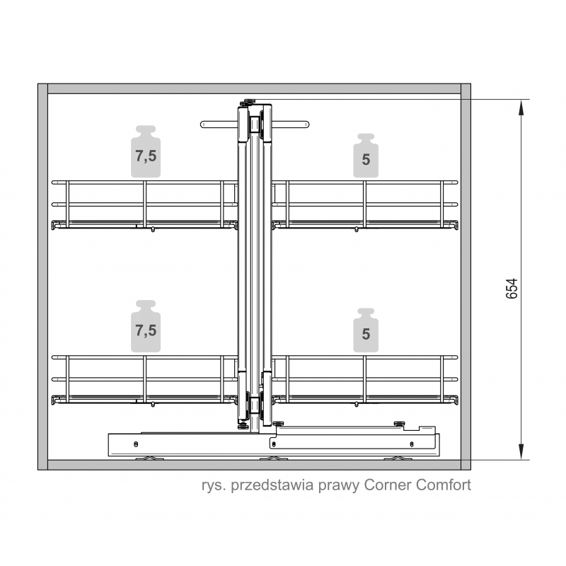 KOSZ MAGIC MAXIMA CLASSIC GRAFIT 1000 LEWY