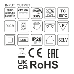 ZASILACZ LED DO PASKÓW   24V    33W   STANDARD PLUS  DL