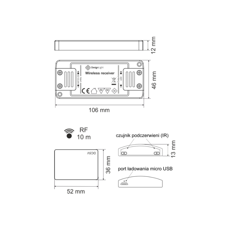 WYŁĄCZNIK SENSOROWY  TEO sensor z funkcją ściemniania czarny