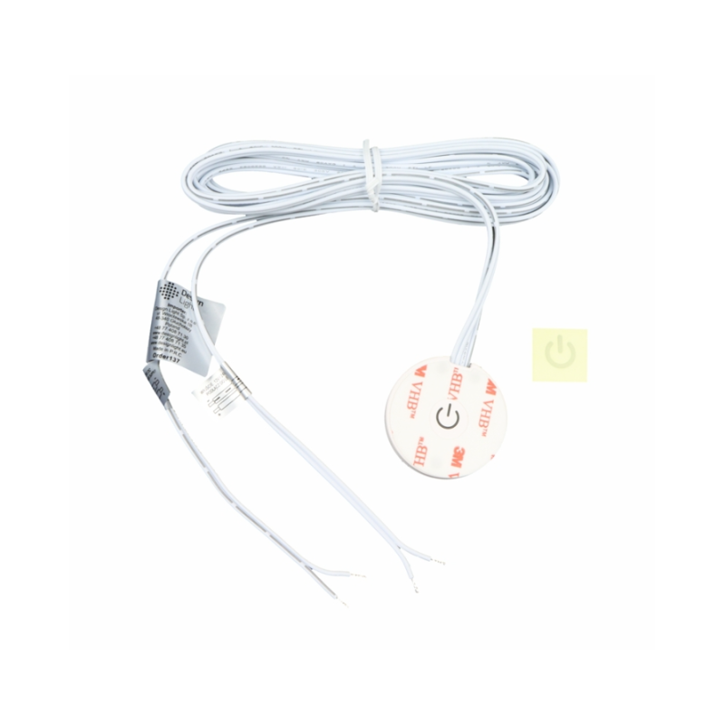 WYŁĄCZNIK DOTYKOWY PODBLATOWY 12-24V DC/5A do płyty max 38mm biały, przewód 2m