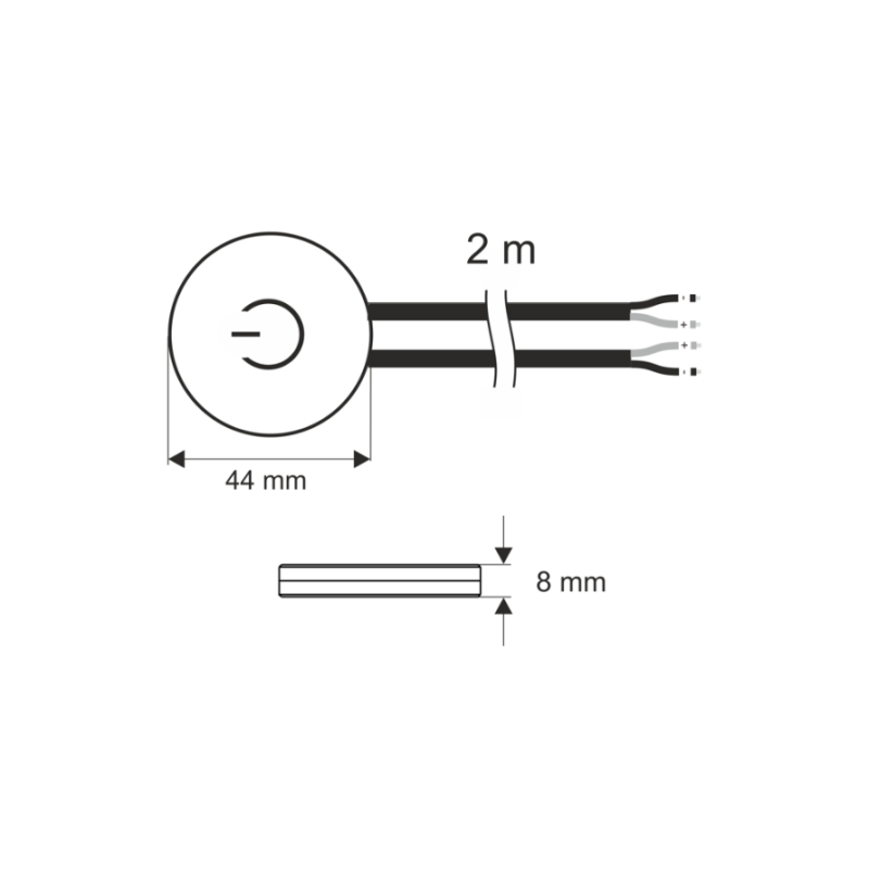 WYŁĄCZNIK DOTYKOWY PODBLATOWY 12-24V DC/5A do płyty max 38mm biały, przewód 2m