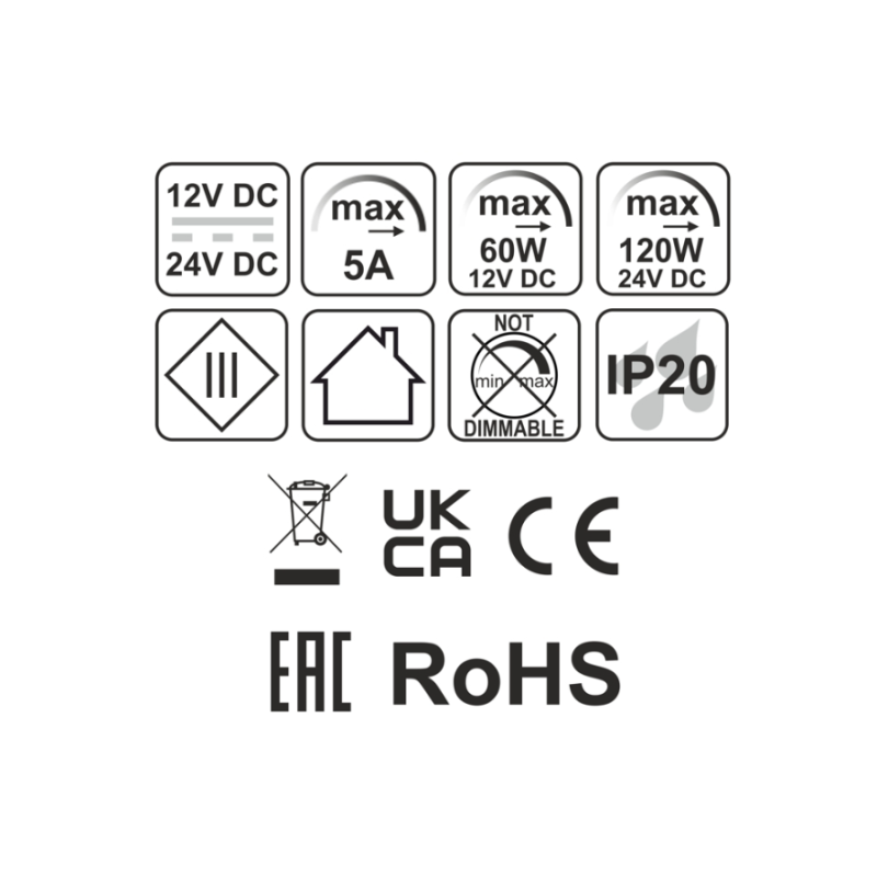 WYŁĄCZNIK DOTYKOWY PODBLATOWY 12-24V DC/5A do płyty max 38mm biały, przewód 2m