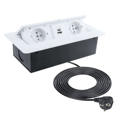GNIAZDO BLATU PROSTOKĄT-2 2xUSB-A+C   OVAL białe