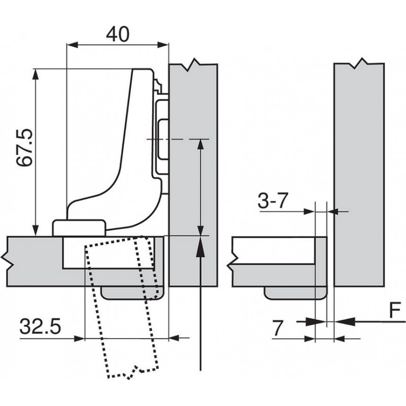 Zawias Blum clip top blumotion 95' 71B9750 do drzwi profilowanych, wpuszczanych ONYX