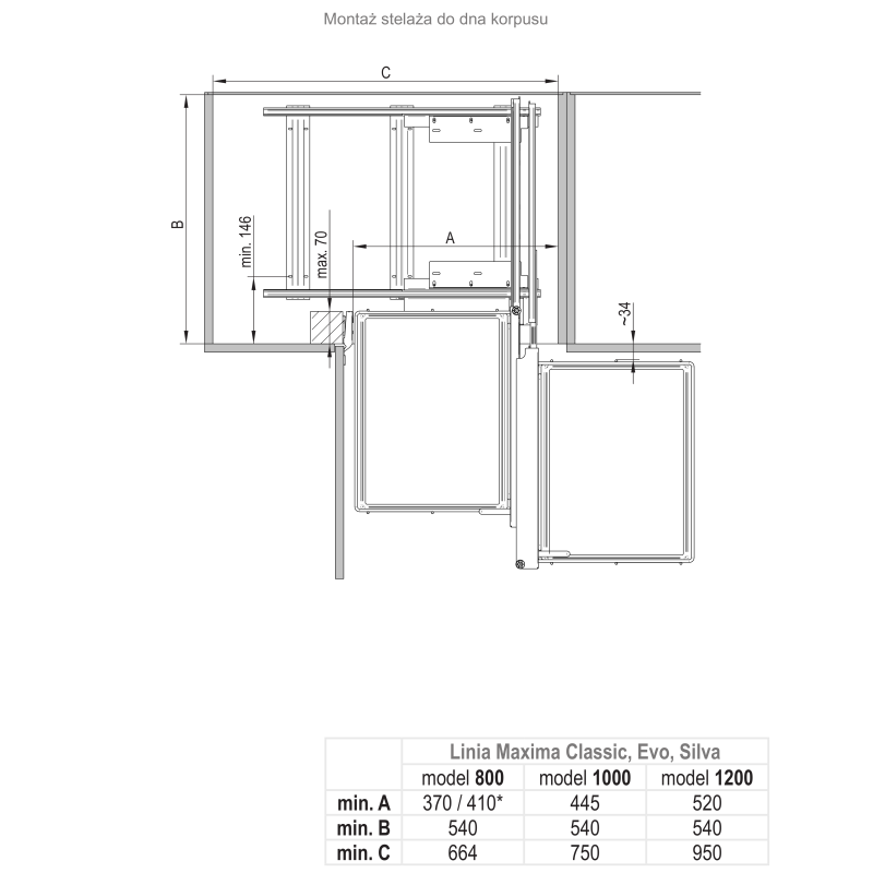KOSZ MAGIC MAXIMA CLASSIC CHROM  800 PRAWY 