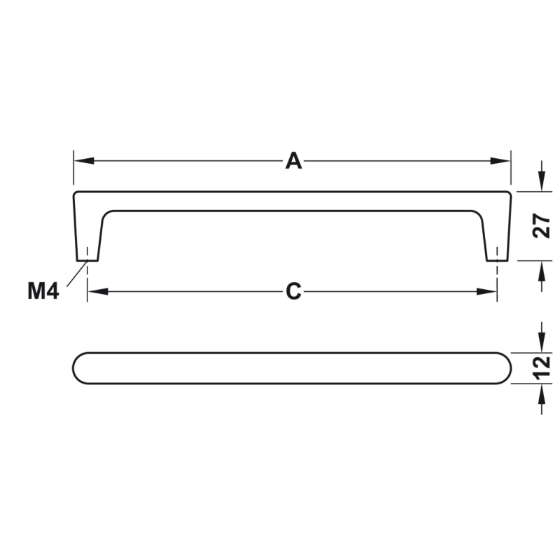 X UCHWYT HAFELE ZNAL CZARNY 108x27 106.69.130