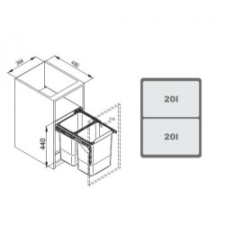 POJEMNIK NA ŚMIECI R  40  JC602 2x20L wysoki  