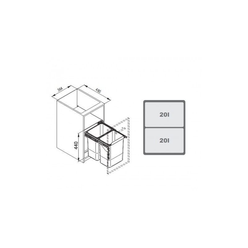 POJEMNIK NA ŚMIECI R  40  JC602 2x20L wysoki  