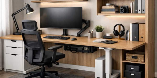 Biurko i strefa home office z płyt meblowych – jak zaprojektować ergonomiczne stanowisko pracy, dobrać materiały i uniknąć typowych błędów